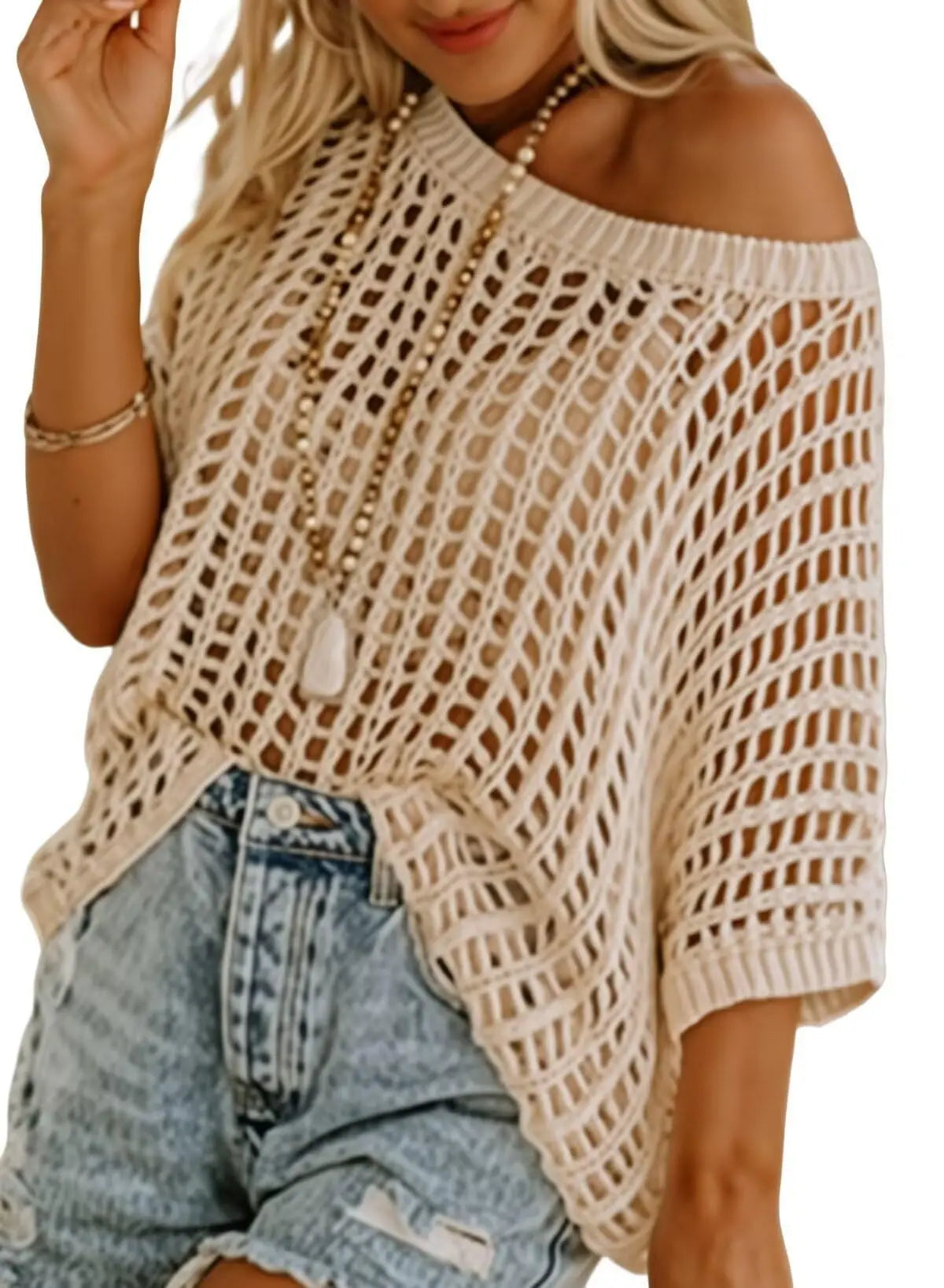 Women'S V Neck Shirt Summer Scoop Neck Short Sleeve Sweatshirt Lace Crochet Hollow Out Tops Perspective Shirts for Women 2025