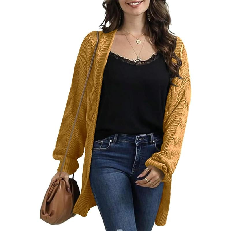 Ebifin Womens Oversized Chunky Open Front Cardigan Sweaters Cable Knit Long Sleeve Cardigans Outwear Coats