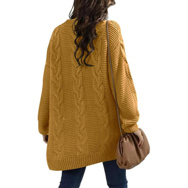 Ebifin Womens Oversized Chunky Open Front Cardigan Sweaters Cable Knit Long Sleeve Cardigans Outwear Coats