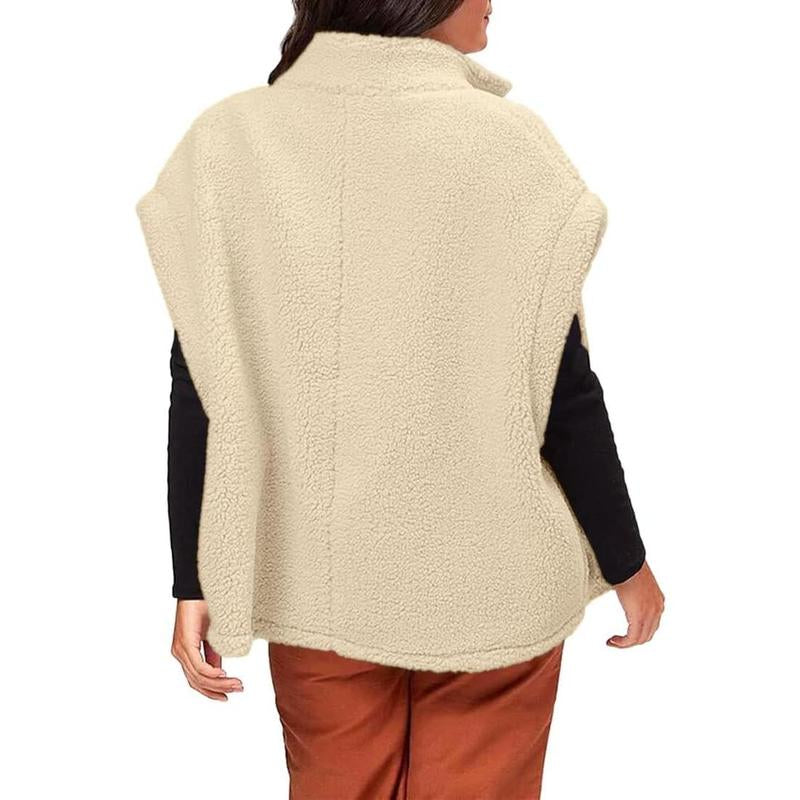 Ebifin Womens Fuzzy Fleece Vest Casual Oversized Warm Button down Sherpa Vest Jacket with Pockets