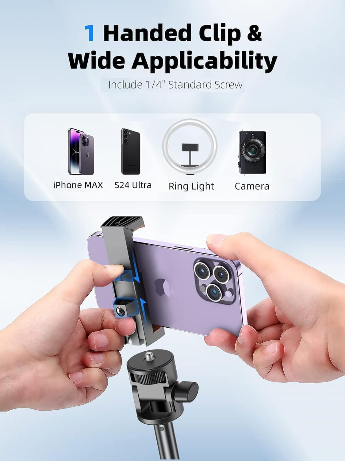 Kaiess 62" Phone Tripod & Selfie Stick, Extendable Photography Light Stand with Wireless Remote, Solidest, Portable, Lightweight, Compatible with Iphone/Android Phone