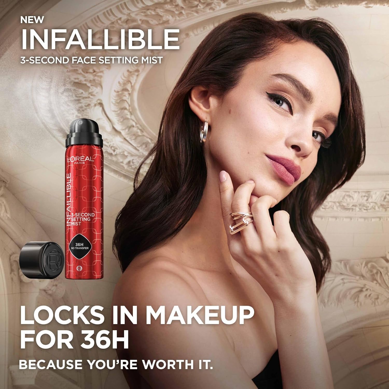 L’Oréal Paris Infallible 3-Second Makeup Setting Spray, Microfine Mist for up to 36H Wear, Lightweight, Transfer Proof, Waterproof, Dries in 3 Seconds, 75Ml