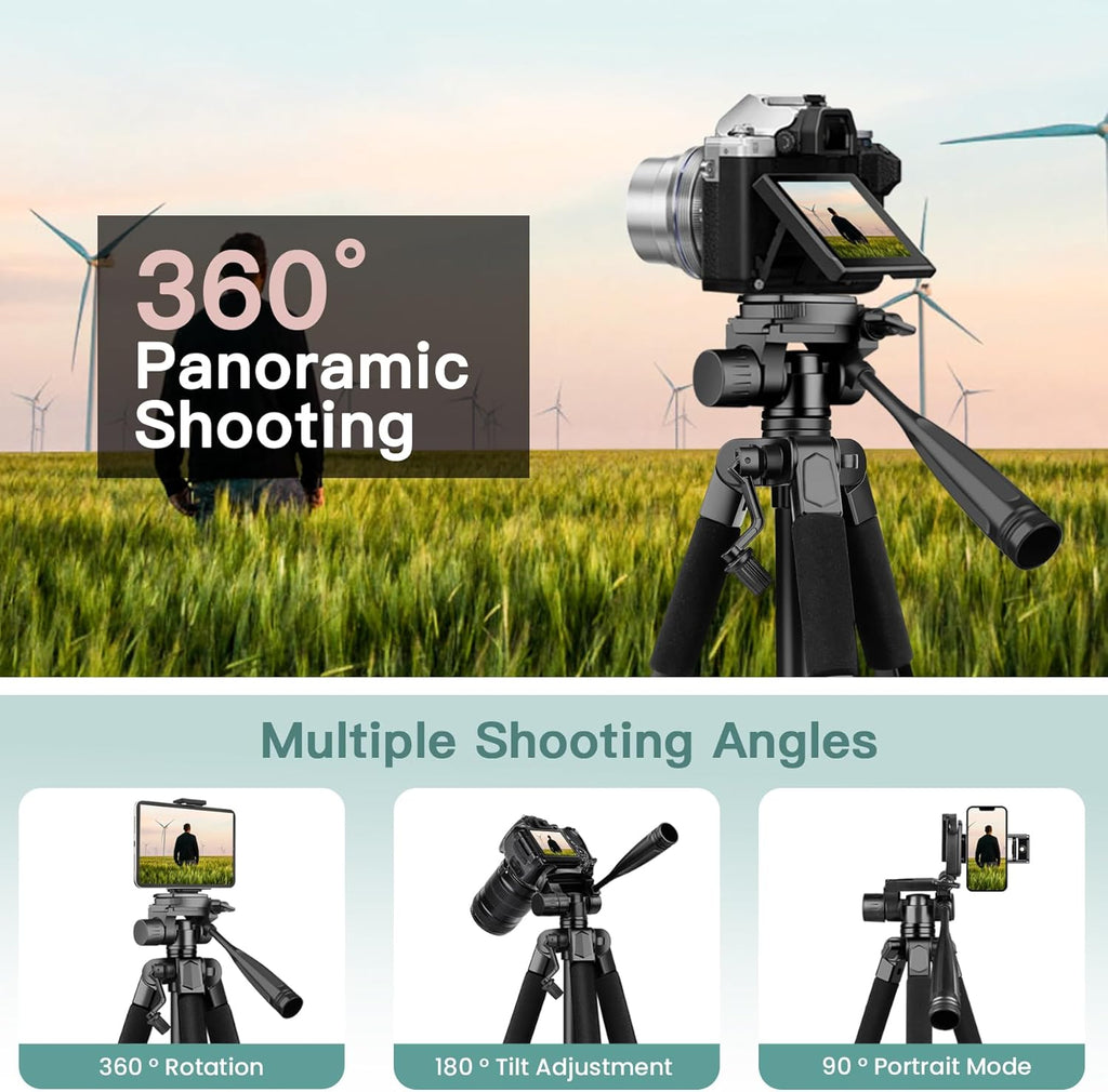 Victiv 68" Phone Tripod, Camera Tripod for Ipad Iphone Tablet with Remote and Holder, Lightweight and Compact Travel Tripod, Phone Stand for Video Recording Travel Photo Vlog Photography
