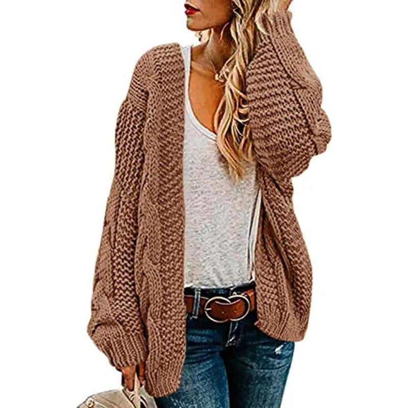 Ebifin Womens Oversized Chunky Open Front Cardigan Sweaters Cable Knit Long Sleeve Cardigans Outwear Coats