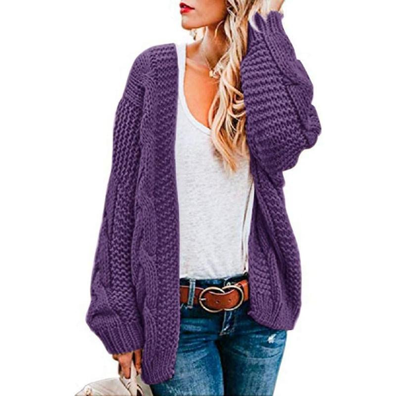 Ebifin Womens Oversized Chunky Open Front Cardigan Sweaters Cable Knit Long Sleeve Cardigans Outwear Coats