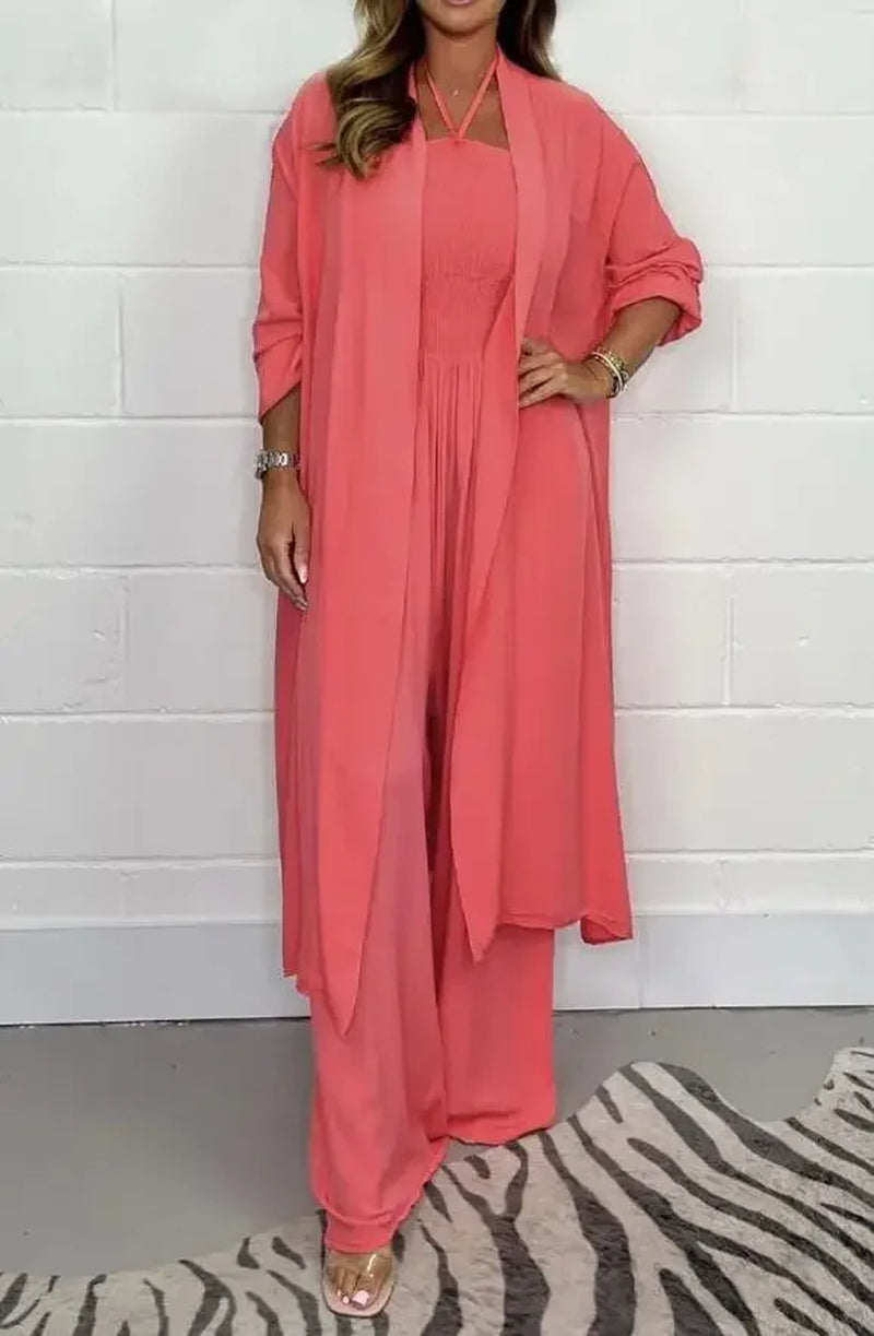 Women Commuter Jumpsuit Summer Solid Thin Outerwear Sexy Lace-Up Pleated Slim High Rise Wide Leg Pants Casual Vacation Party