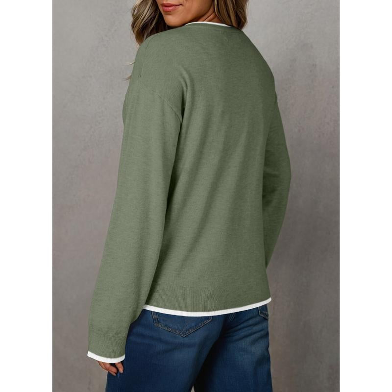 Dokotoo Womens Clothing Crewneck Cuffed Long Sleeve Pocket Loose 2025 Fall Winter Fashion Knit Tops Pullover Sweaters