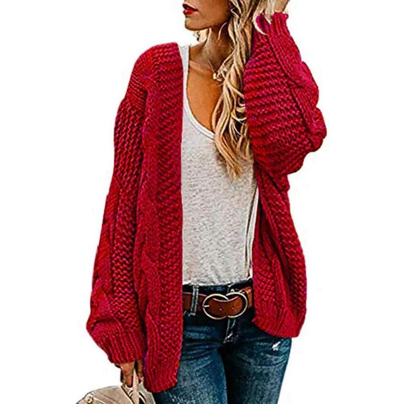 Ebifin Womens Oversized Chunky Open Front Cardigan Sweaters Cable Knit Long Sleeve Cardigans Outwear Coats