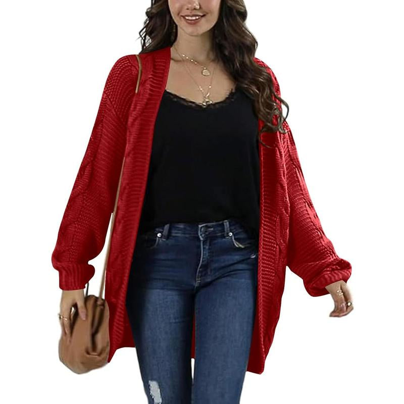 Ebifin Womens Oversized Chunky Open Front Cardigan Sweaters Cable Knit Long Sleeve Cardigans Outwear Coats