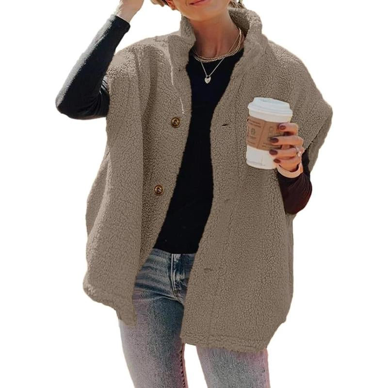Ebifin Womens Fuzzy Fleece Vest Casual Oversized Warm Button down Sherpa Vest Jacket with Pockets