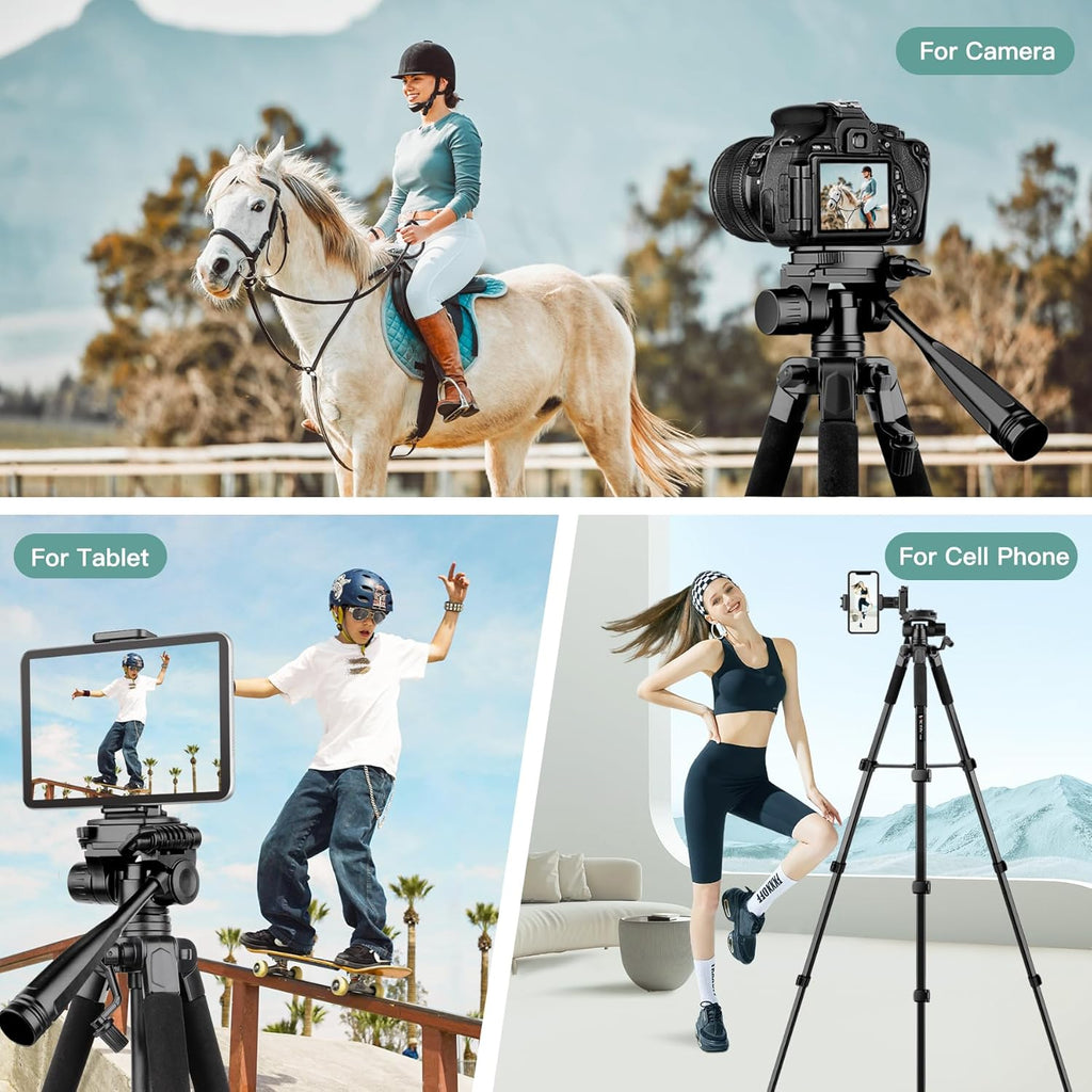 Victiv 68" Phone Tripod, Camera Tripod for Ipad Iphone Tablet with Remote and Holder, Lightweight and Compact Travel Tripod, Phone Stand for Video Recording Travel Photo Vlog Photography
