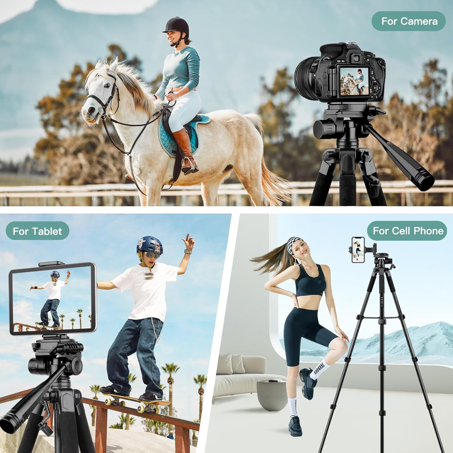 Victiv 68" Phone Tripod, Camera Tripod for Ipad Iphone Tablet with Remote and Holder, Lightweight and Compact Travel Tripod, Phone Stand for Video Recording Travel Photo Vlog Photography
