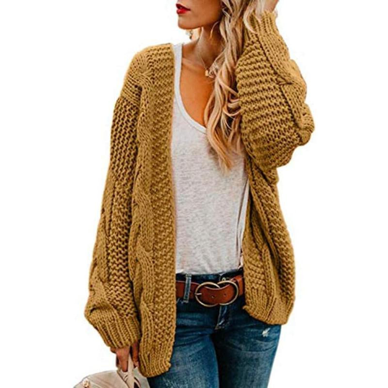 Ebifin Womens Oversized Chunky Open Front Cardigan Sweaters Cable Knit Long Sleeve Cardigans Outwear Coats