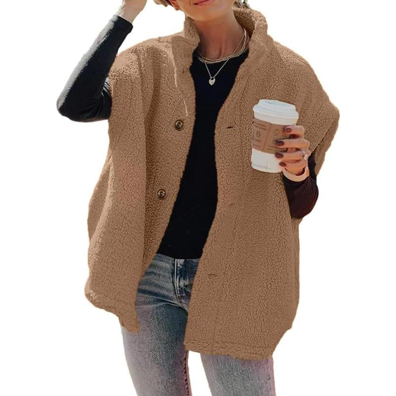 Ebifin Womens Fuzzy Fleece Vest Casual Oversized Warm Button down Sherpa Vest Jacket with Pockets