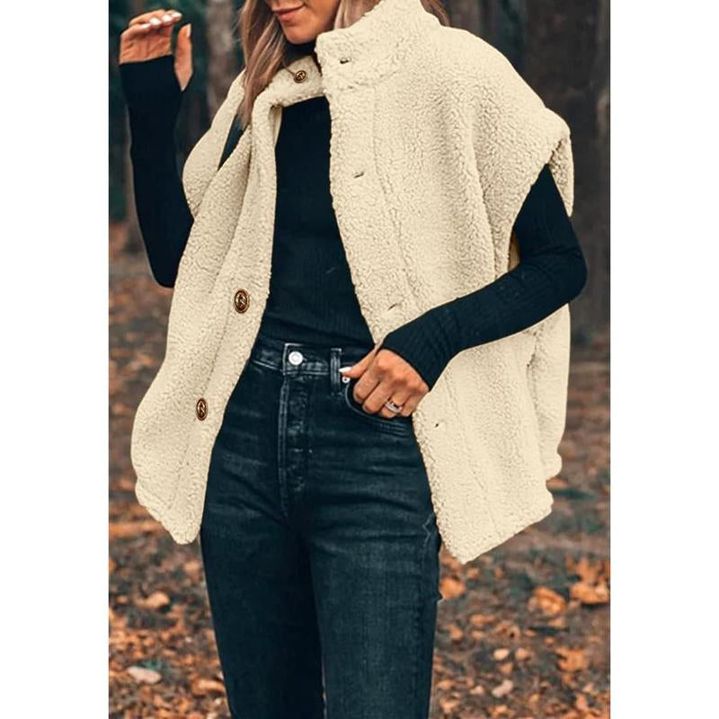 Ebifin Womens Fuzzy Fleece Vest Casual Oversized Warm Button down Sherpa Vest Jacket with Pockets