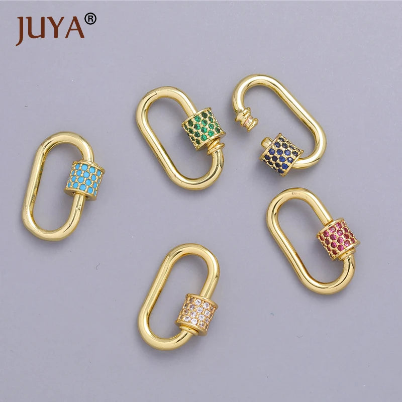 Jewelry Making Mini Clasps Jewelry Clasps Lock Carabiner Copper Connector Charm Micro Pave CZ Pendants for Jewelry Making