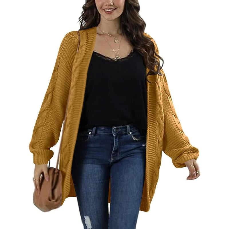 Ebifin Womens Oversized Chunky Open Front Cardigan Sweaters Cable Knit Long Sleeve Cardigans Outwear Coats