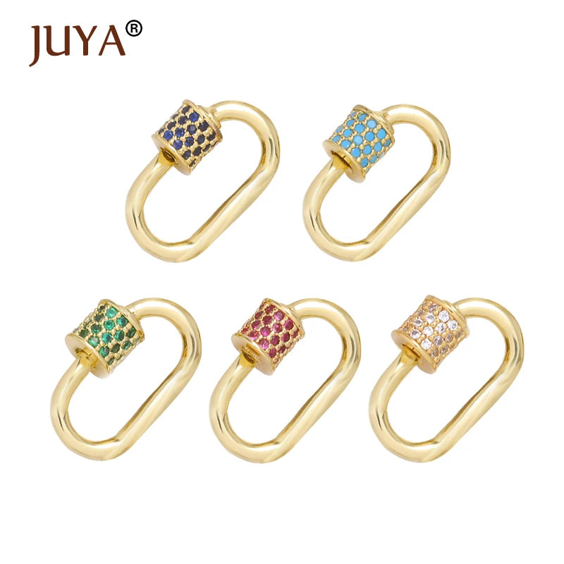 Jewelry Making Mini Clasps Jewelry Clasps Lock Carabiner Copper Connector Charm Micro Pave CZ Pendants for Jewelry Making