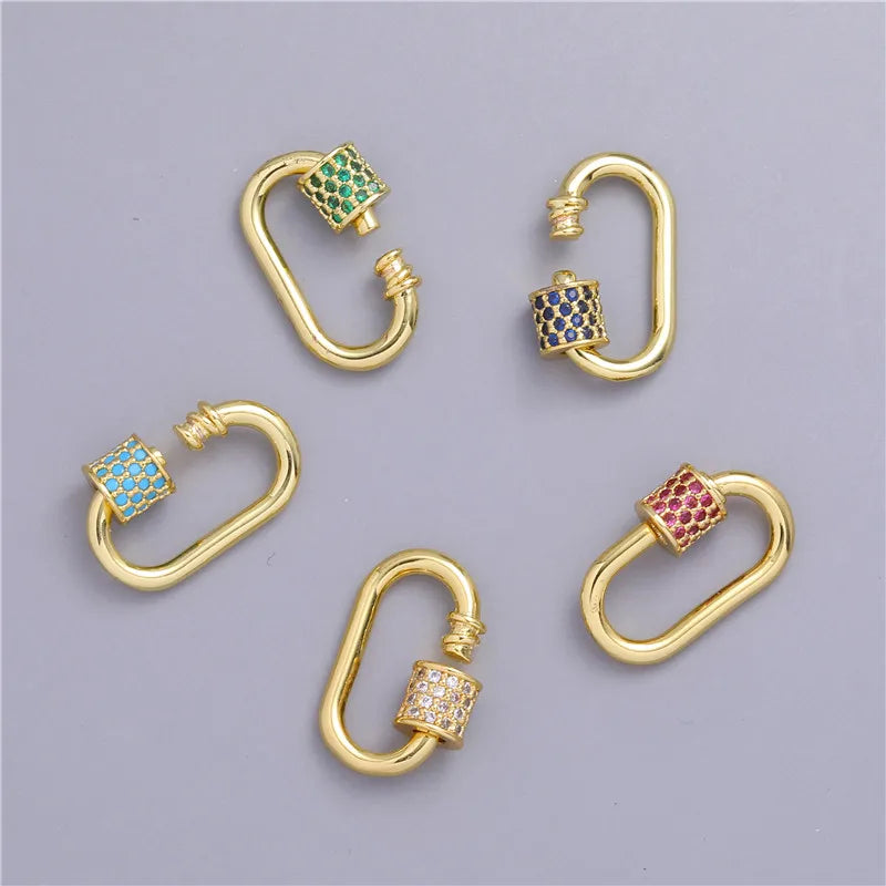 Jewelry Making Mini Clasps Jewelry Clasps Lock Carabiner Copper Connector Charm Micro Pave CZ Pendants for Jewelry Making