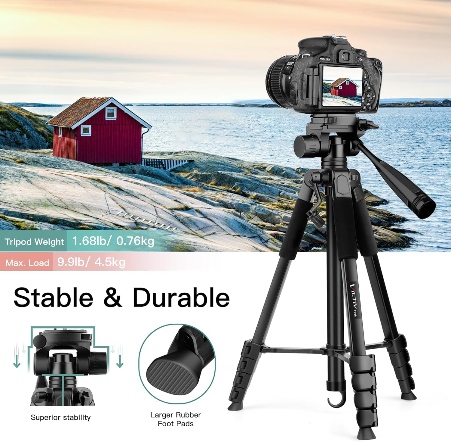 Victiv 68" Phone Tripod, Camera Tripod for Ipad Iphone Tablet with Remote and Holder, Lightweight and Compact Travel Tripod, Phone Stand for Video Recording Travel Photo Vlog Photography