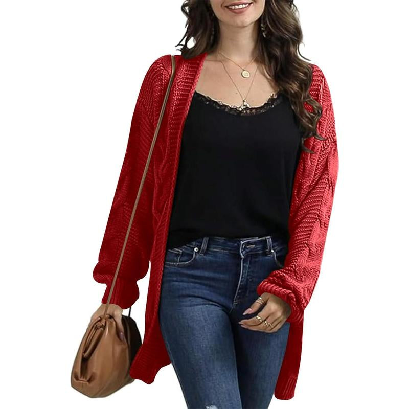 Ebifin Womens Oversized Chunky Open Front Cardigan Sweaters Cable Knit Long Sleeve Cardigans Outwear Coats